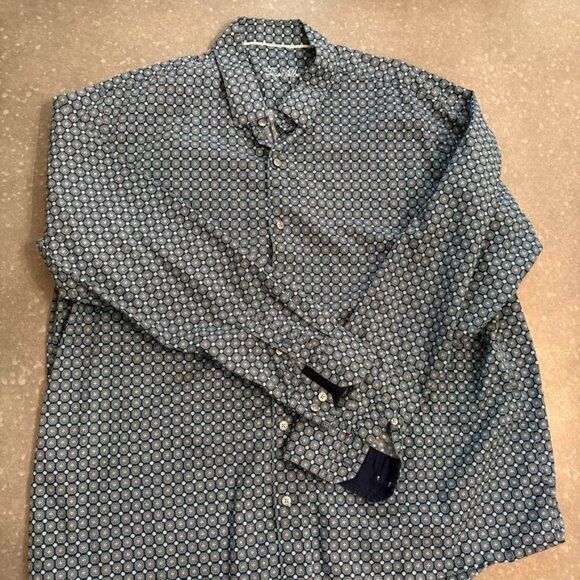 Tasso Elba Geometric Print Button-Down Shirt – Size XXL (18–18.5) - Picture 2 of 7
